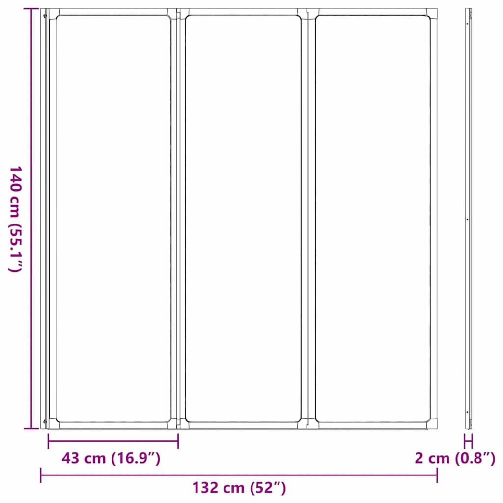vidaXL Διαχωριστικό ντους Μαύρο 132 x 2 x 140 εκ Αλουμίνιο
