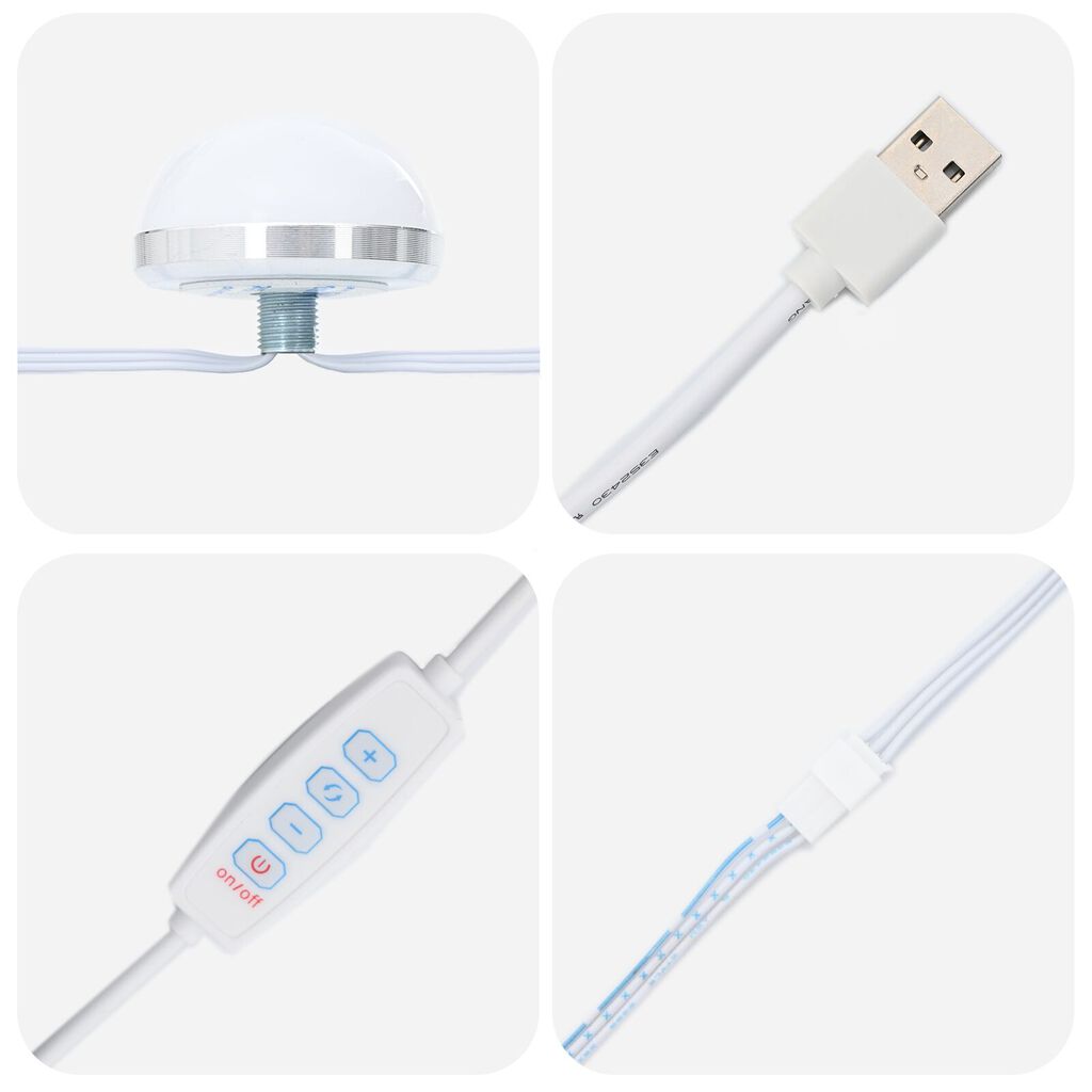 vidaXL Τραπέζι Μακιγιάζ με Φωτιστικά LED Γκρι Σομπόνα 100x41x135 εκ