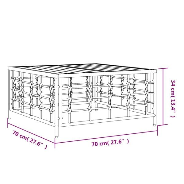 vidaXL Τραπέζι Κήπου Ανθρακί 70 x 70 x 34 εκ. από Συνθετικό Ρατάν