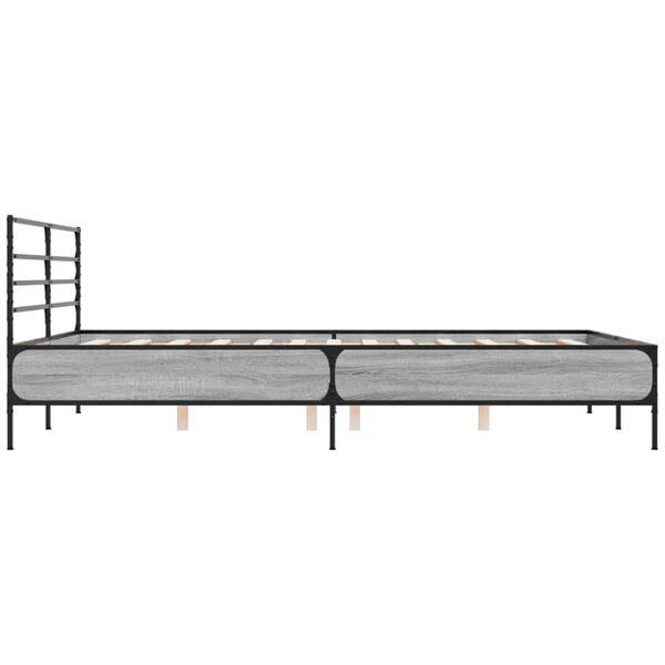 vidaXL Πλαίσιο Κρεβατιού Γκρι Sonoma 160x200 εκ. Επεξ. Ξύλο & Μέταλλο