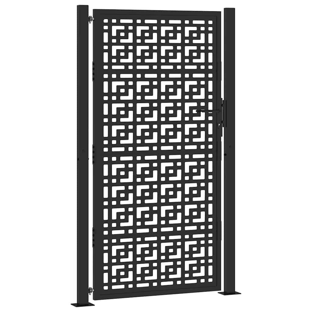 vidaXL Πύλη κήπου Μαύρη 105x180 cm Ατσάλινος σταυρός σχεδιασμού