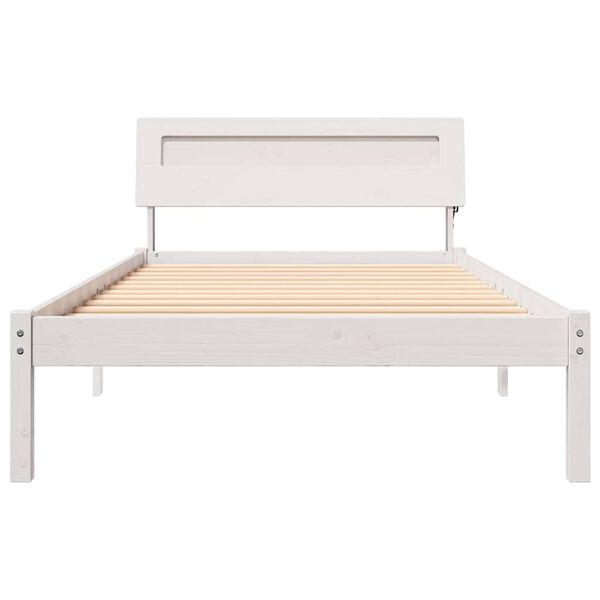 vidaXL Σκελετός Κρεβατιού Λευκό 90 x 200 cm Μασίφ ξύλο πεύκου