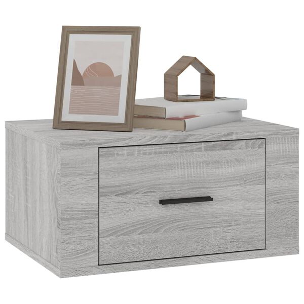 vidaXL Κομοδίνα Επιτοίχια Γκρι Sonoma 50x36x25 εκ.