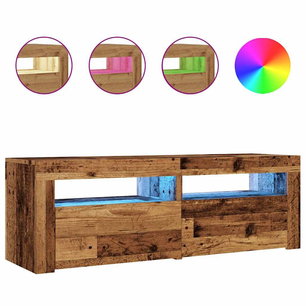 vidaXL Έπιπλο Τηλεόρασης LED Όψη Παλαιού Ξύλου 120x35x40 εκ.Επεξ. Ξύλο