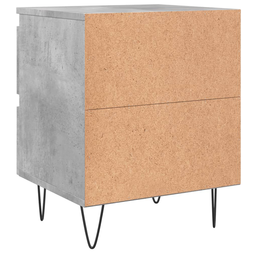 vidaXL Κομοδίνα 2 τεμ. Γκρι Σκυροδ. 40x35x50 εκ. Επεξεργασμένο Ξύλο