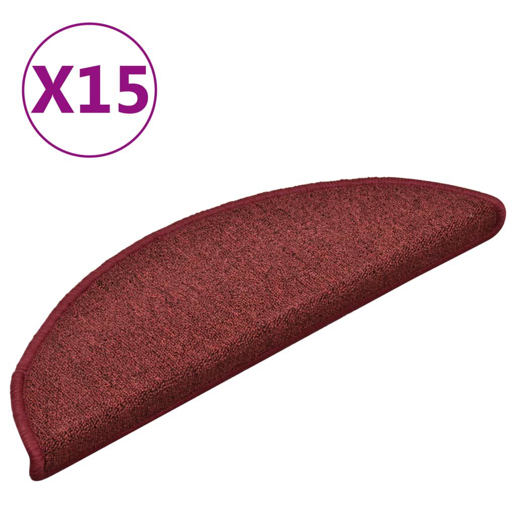 vidaXL Πατάκια Σκάλας Μοκέτα 15 τεμ. Κόκκινα 56 x 17 x 3 εκ.