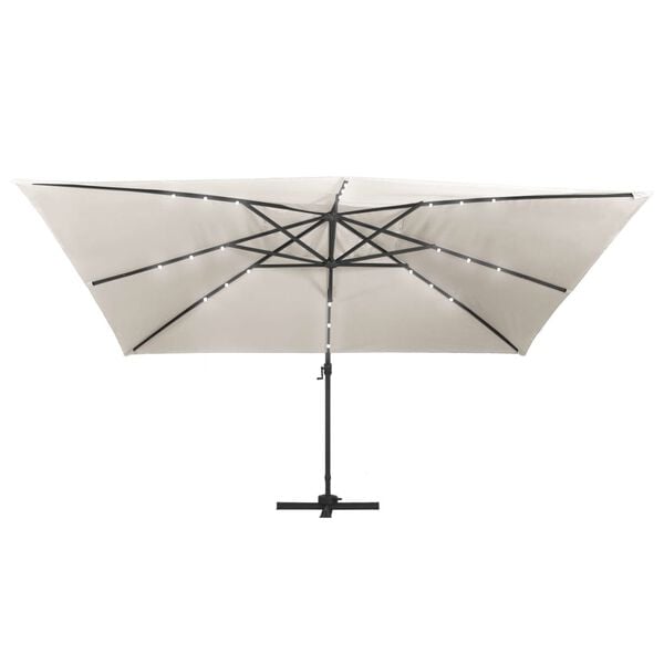 vidaXL Ομπρέλα Κήπου με LED, κοντάρι αλουμινίου 400x300 cm Άμμος
