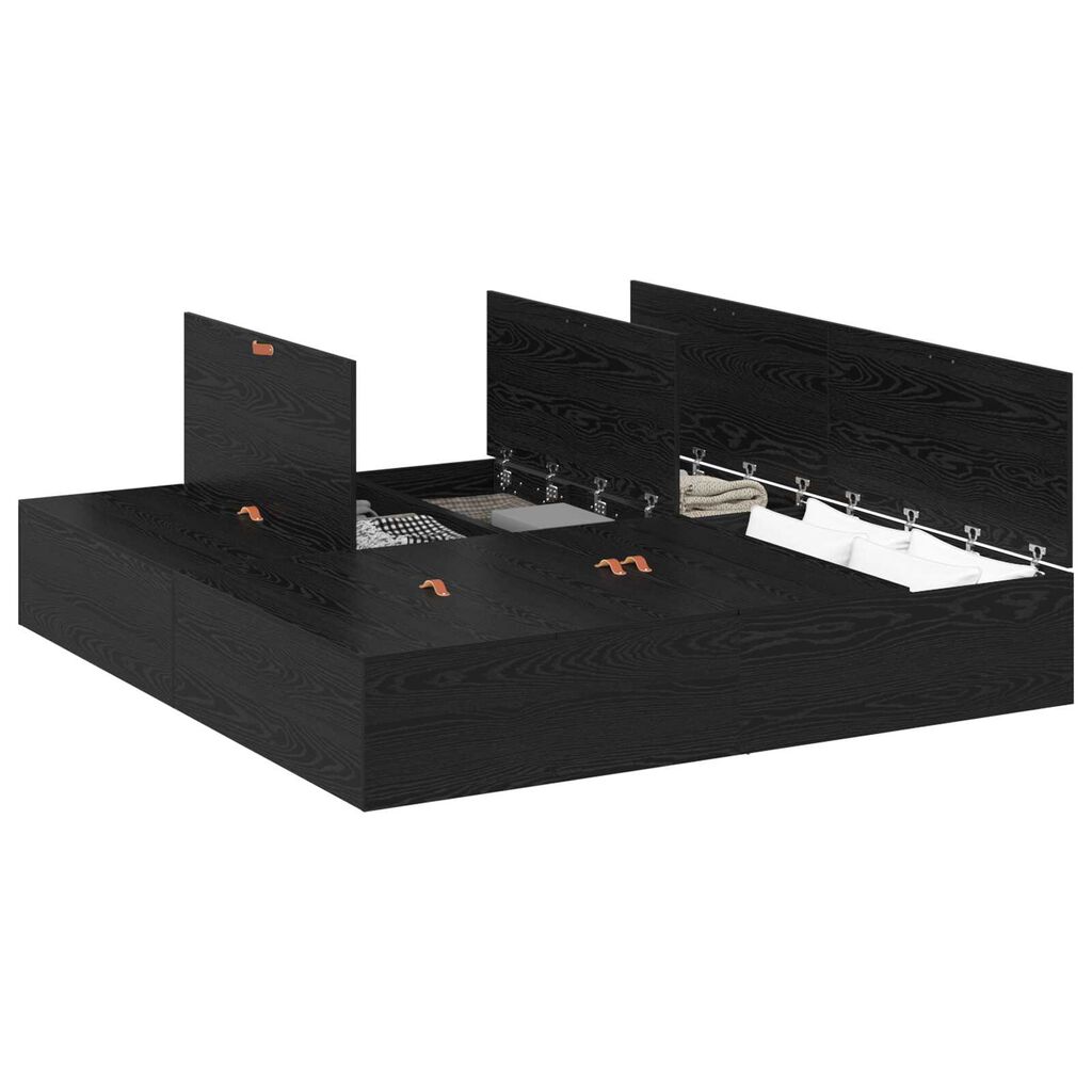 vidaXL Κρεβάτι αποθήκης Μαύρο Δρυς 180x200 εκ.