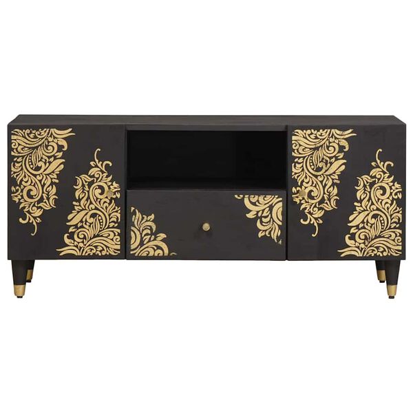 vidaXL Ντουλάπι TV με ράφι Μαύρο 105 x 33 x 46 εκ. Στερεό ξύλο μάνγκο