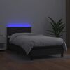 vidaXL Κρεβάτι Boxspring με Στρώμα & LED Μαύρο 90x190 εκ. Συνθ. Δέρμα