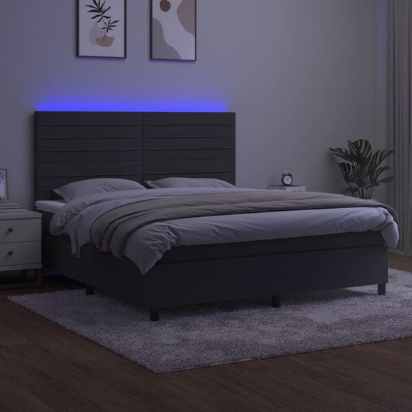 vidaXL &Kappa;&rho;&epsilon;&beta;ά&tau;&iota; Boxspring &mu;&epsilon; &Sigma;&tau;&rho;ώ&mu;&alpha; & LED &Sigma;&kappa;. &Gamma;&kappa;&rho;&iota; 160x200&epsilon;&kappa;. &Beta;&epsilon;&lambda;&omicron;ύ&delta;&iota;&nu;&omicron;