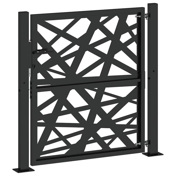 vidaXL Πύλη κήπου Μαύρη 105x106 cm Ατσάλινη ελαφριά σχεδίαση