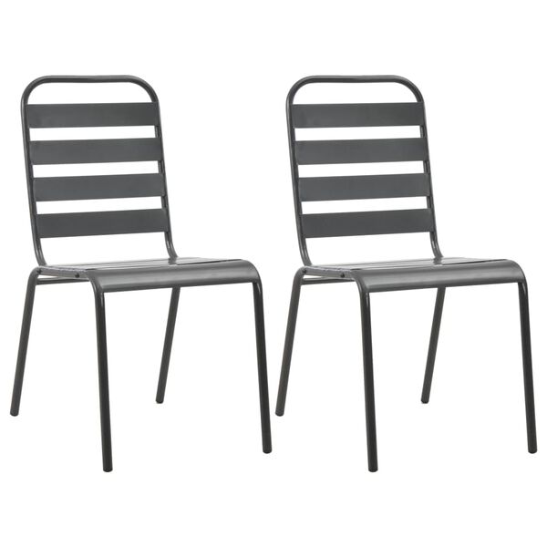 vidaXL Σετ Επίπλων Bistro 3 Τεμαχίων Σκούρο Γκρι Ατσάλινο