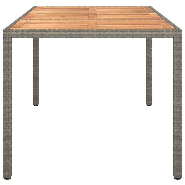 vidaXL Τραπέζι Κήπου Γκρι 150x90x75 εκ. Συνθετικό Ρατάν / Ξύλο Ακακίας