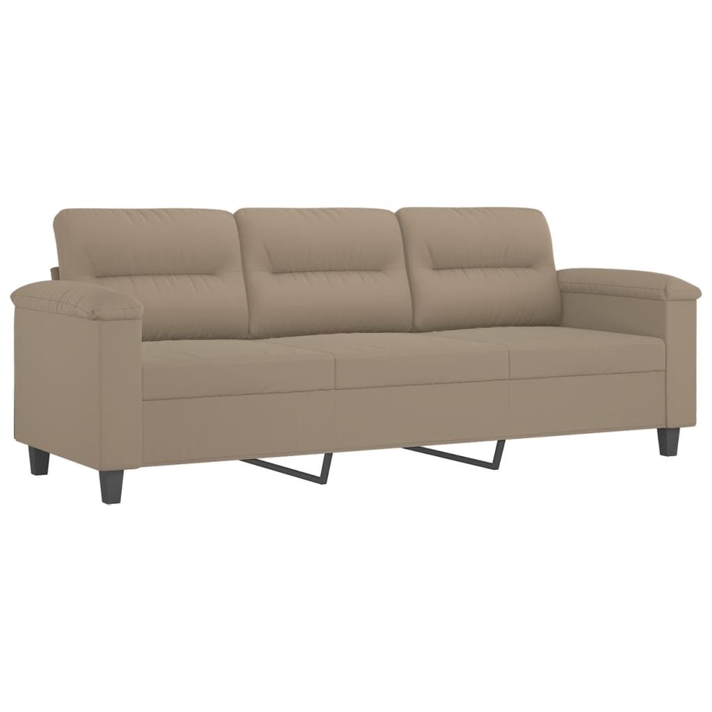 vidaXL Καναπές Τριθέσιος Taupe 180 εκ. από Μικροΐνες με Μαξιλάρια