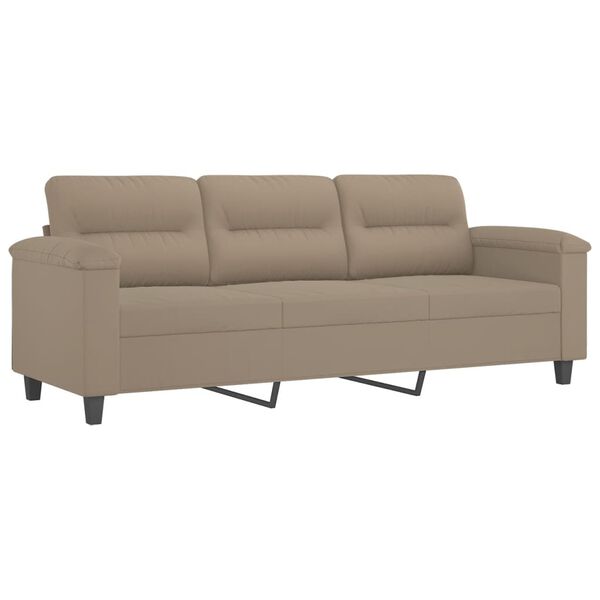 vidaXL Καναπές Τριθέσιος Taupe 180 εκ. από Μικροΐνες με Μαξιλάρια