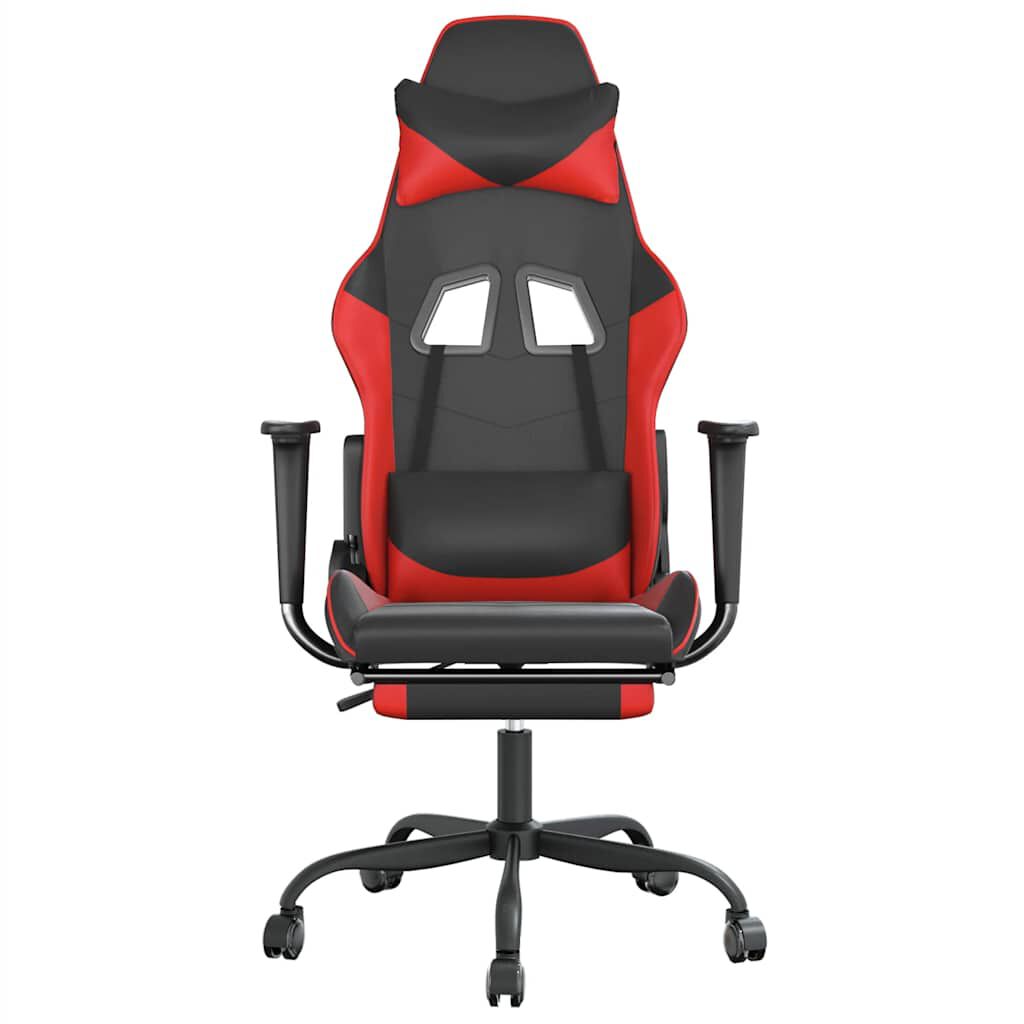 vidaXL Καρέκλα Gaming Μασάζ Υποπόδιο Μαύρο/Πράσινο από Συνθετικό Δέρμα