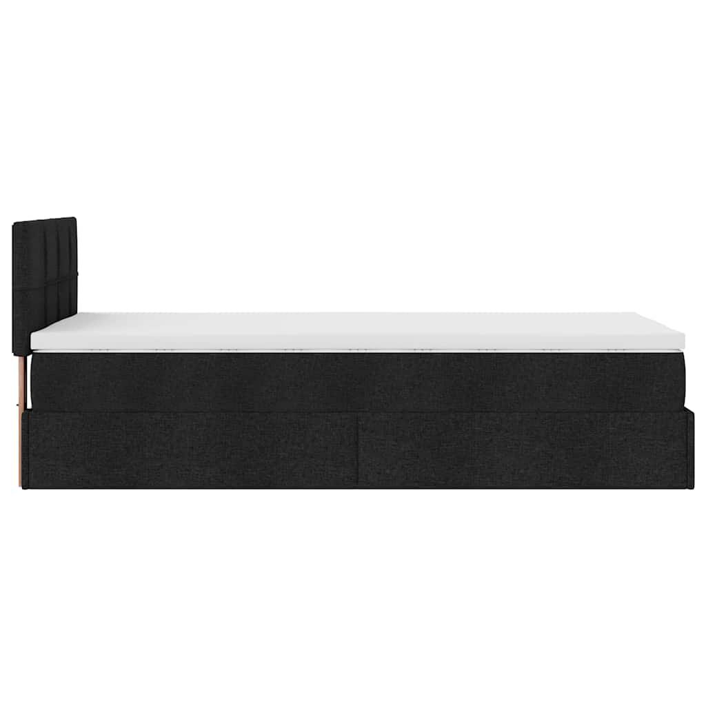 vidaXL Οθωμανικό κρεβάτι με στρώμα & LEDs Μαύρο 100x200 cm Ύφασμα