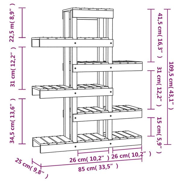 vidaXL Βάση Γλάστρας Καφέ Μελί 85x 25x 109,5 εκ. από Μασίφ Ξύλο Πεύκου