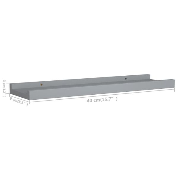vidaXL Ράφια για Κορνίζες 2 τεμ. Γκρι 40 x 9 x 3 εκ. από MDF