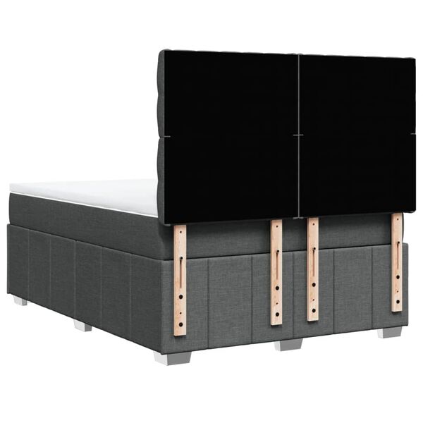 vidaXL Κρεβάτι Boxspring με Στρώμα Σκούρο Γκρι 140x200 εκ Υφασμάτινο
