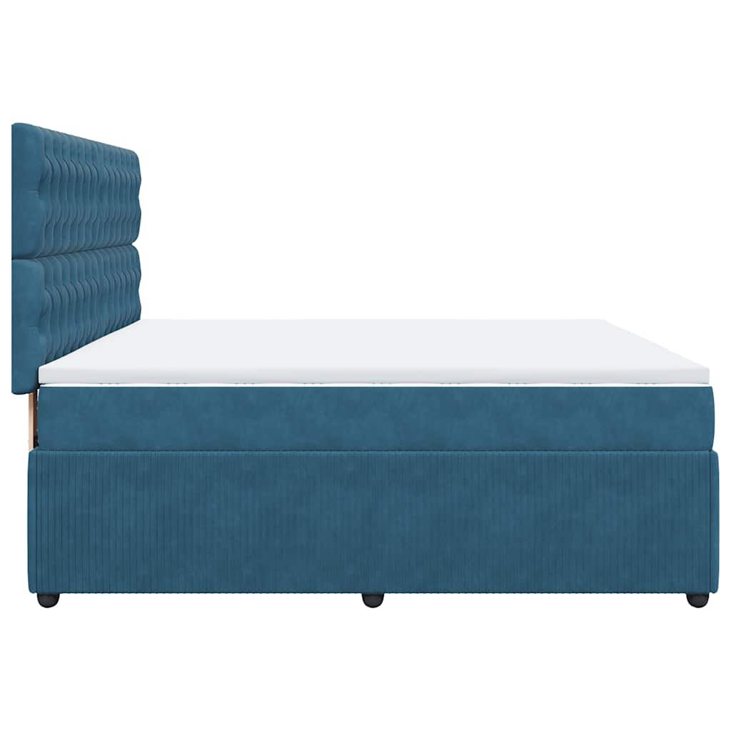 vidaXL Κρεβάτι Boxspring με Στρώμα Μπλε 180x200 εκ. Βελούδινο