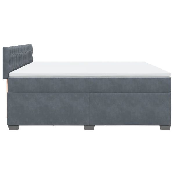 vidaXL Κρεβάτι Boxspring με Στρώμα Σκούρο Γκρι 200x200 εκ. Βελούδινο
