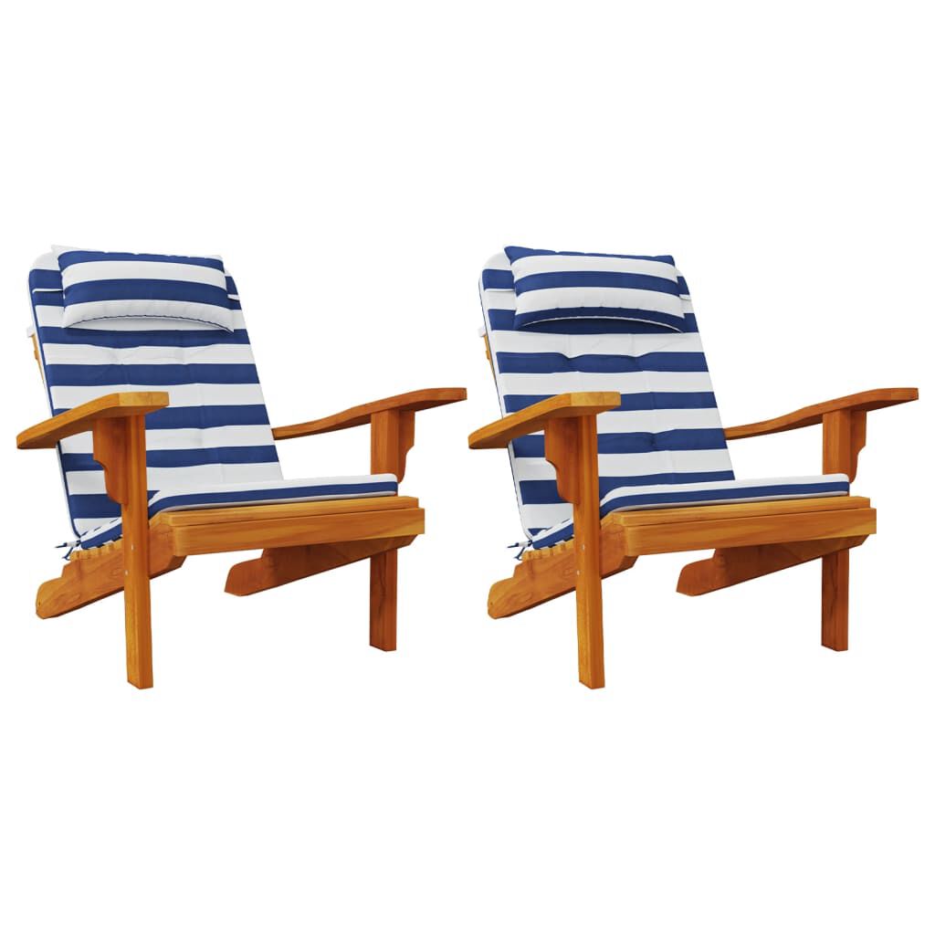 vidaXL Μαξιλάρια Καρέκλας Adirondack 2 τεμ. Μπλε&Λευκά Ριγέ Υφ. Oxford