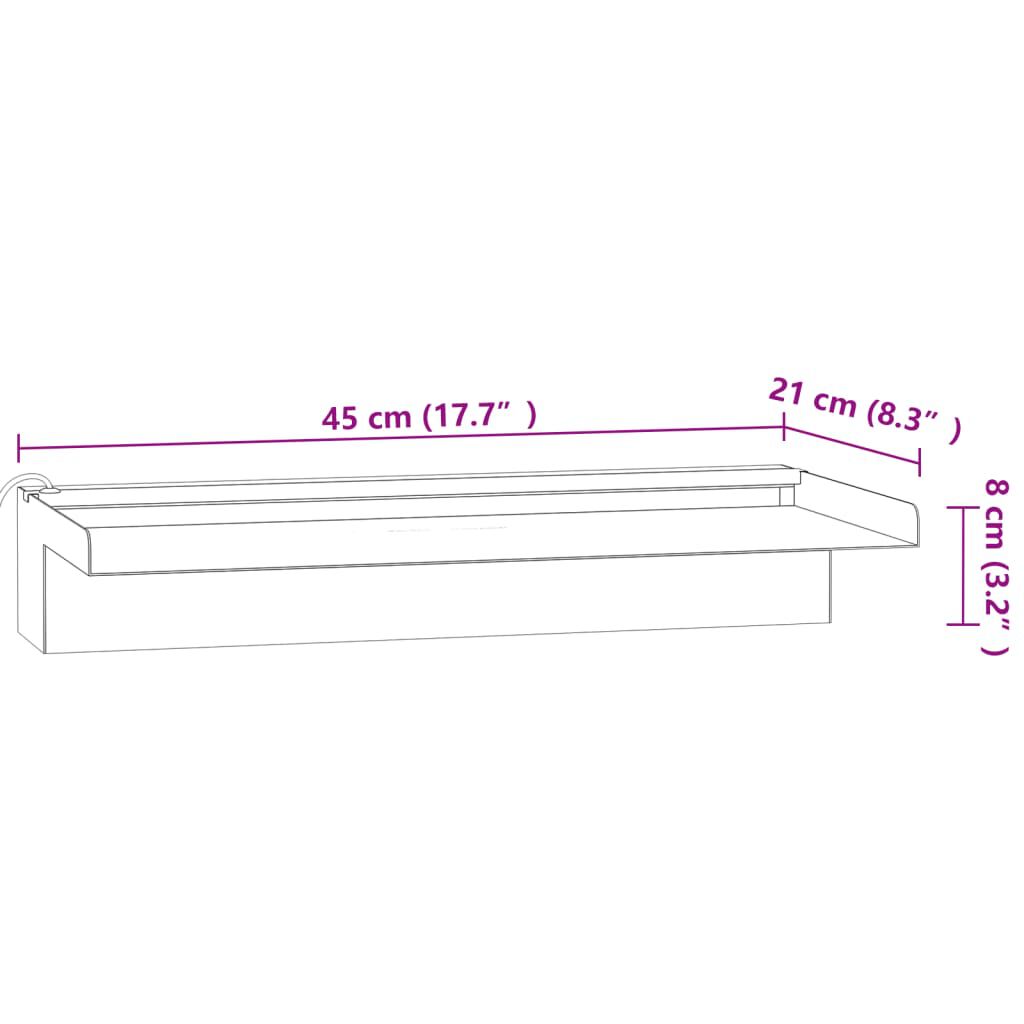 vidaXL Σιντριβάνι Καταρράκτης Πισίνας με RGB LED 45 εκ Ανοξειδ. Ατσάλι