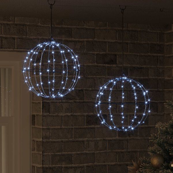 vidaXL &Mu;&pi;ά&lambda;&alpha; &mu;&epsilon; 192 LED 2 pcs &Psi;&upsilon;&chi;&rho;ό &lambda;&epsilon;&upsilon;&kappa;ό 31,5 x 31,5 x 32 &epsilon;&kappa; &Mu;έ&tau;&alpha;&lambda;&lambda;&omicron;