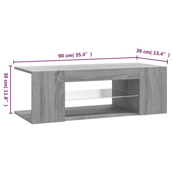 vidaXL Έπιπλο Τηλεόρασης με LED Γκρι Sonoma 90 x 39 x 30 εκ.
