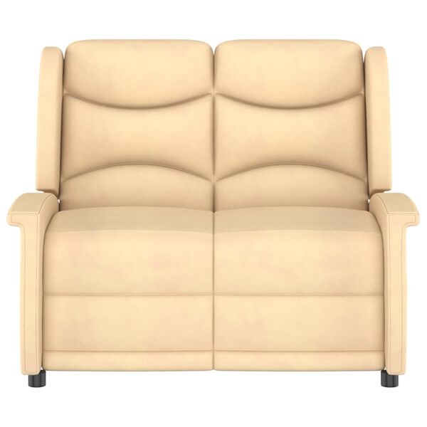 vidaXL Πολυθρόνα Μασάζ Διθέσια Ανακλινόμενη Κρεμ από Ύφασμα Μικροϊνών