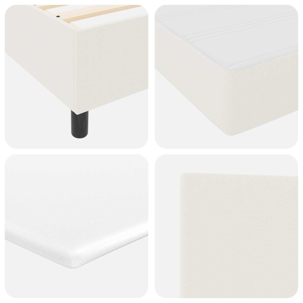 vidaXL Κρεβάτι Box Spring με Στρώμα & LED Κρεμ 80x200 εκ Κορντούρα