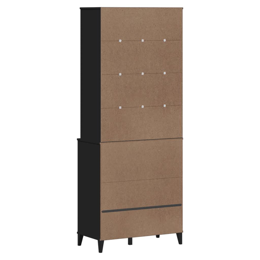 vidaXL Ντουλάπι Ψηλό VIKEN Μαύρος 80x40x200 εκ. από Μασίφ Ξύλο Πεύκου