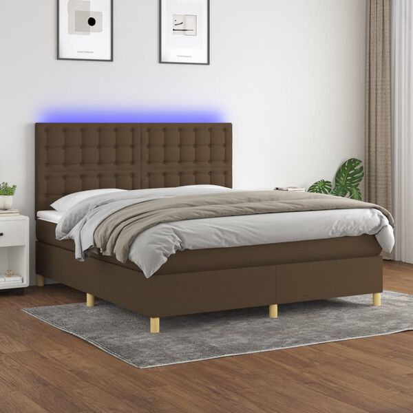 vidaXL &Kappa;&rho;&epsilon;&beta;ά&tau;&iota; Boxspring &mu;&epsilon; &Sigma;&tau;&rho;ώ&mu;&alpha; & LED &Sigma;&kappa;.&Kappa;&alpha;&phi;έ 160x200&epsilon;&kappa;. &Upsilon;&phi;&alpha;&sigma;&mu;ά&tau;&iota;&nu;&omicron;