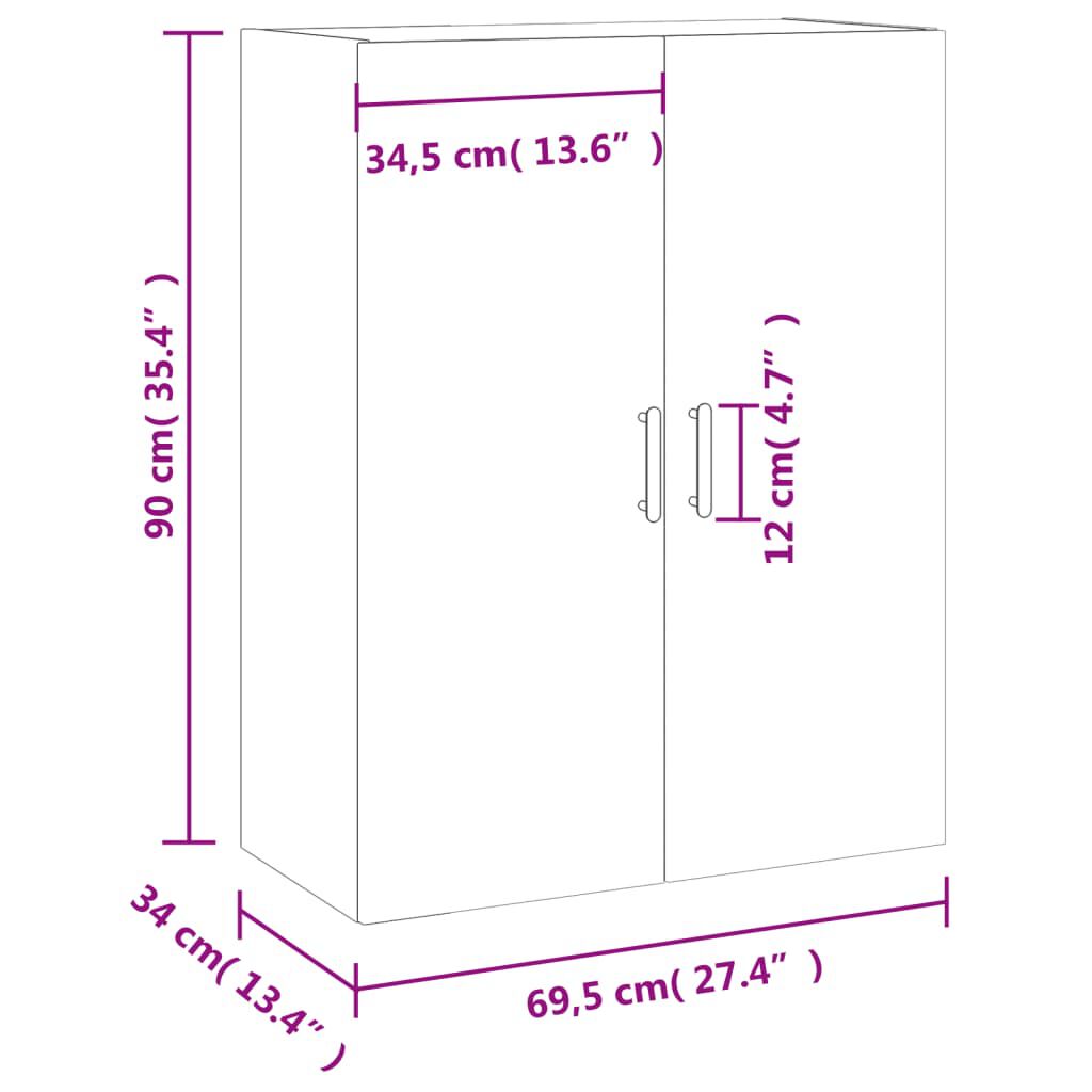 vidaXL Ντουλάπι Επιτοίχιο Γκρι Σκυροδέματος 69,5 x 34 x 90 εκ.