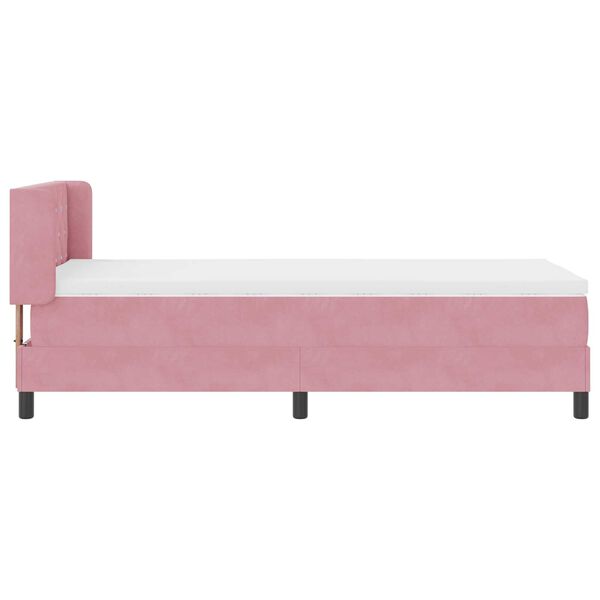 Κρεβάτι Box Spring με Στρώμα vidaXL Ροζ 90x190 εκ. Βελούδο