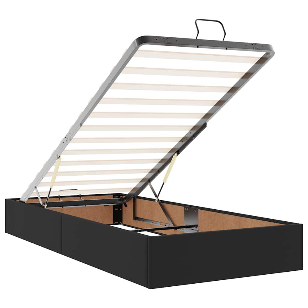 vidaXL Οθωμανικό κρεβάτι με στρώμα Μαύρο 100x200cm Faux Leather