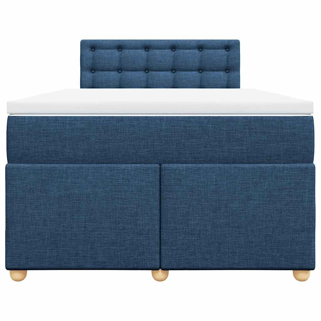 vidaXL Κρεβάτι Boxspring με Στρώμα Μπλε 120x190 εκ. Υφασμάτινο