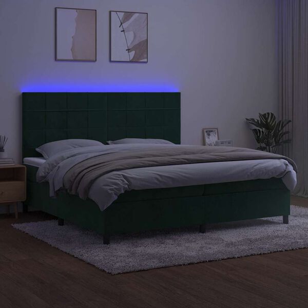 vidaXL &Kappa;&rho;&epsilon;&beta;ά&tau;&iota; Boxspring &mu;&epsilon; &Sigma;&tau;&rho;ώ&mu;&alpha; & LED &Sigma;&kappa;. &Pi;&rho;ά&sigma;&iota;&nu;&omicron; 200x200&epsilon;&kappa; &Beta;&epsilon;&lambda;&omicron;ύ&delta;&omicron;