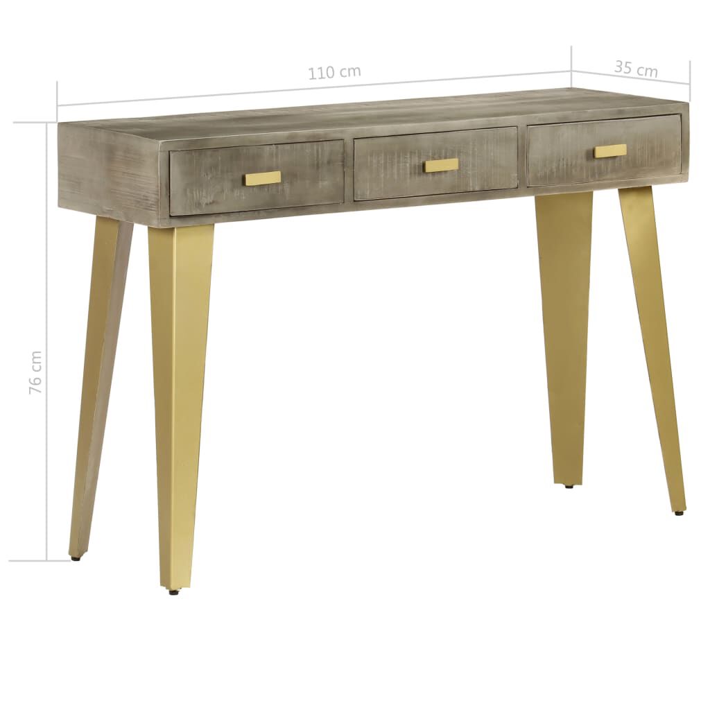 vidaXL Τραπέζι Κονσόλα Γκρι / Μπρονζέ 110x35x76 εκ. Μασίφ Ξύλο Μάνγκο
