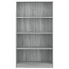 vidaXL Βιβλιοθήκη με 4 Ράφια Γκρι Sonoma 80x24x142 εκ. Επεξεργ. Ξύλο