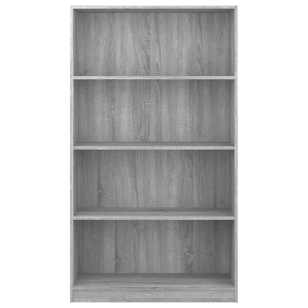 vidaXL Βιβλιοθήκη με 4 Ράφια Γκρι Sonoma 80x24x142 εκ. Επεξεργ. Ξύλο