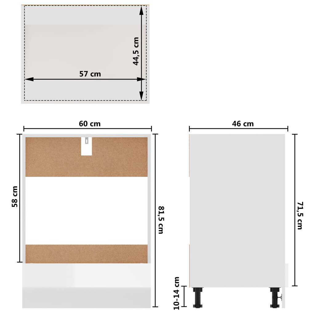 vidaXL Ντουλάπι για Φούρνο Lyon Γυαλιστερό Λευκό 60x46x81,5εκ.