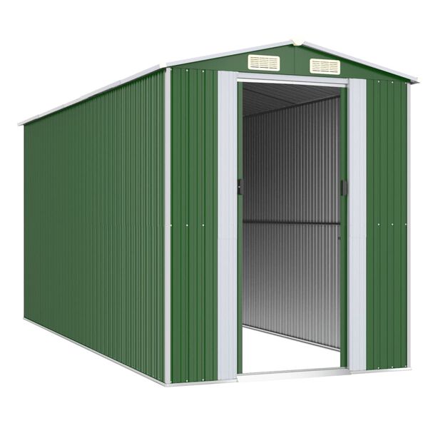 vidaXL Αποθήκη Κήπου Πράσινη 192x440x223 εκ. Γαλβανισμένο Ατσάλι