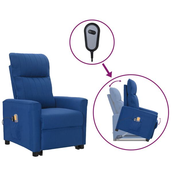vidaXL Πολυθρόνα Μασάζ με Ανύψωση Μπλε Υφασμάτινη