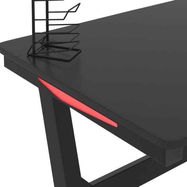 vidaXL Γραφείο Gaming με LED Μαύρο 110 x 60 x 75 εκ. σε Σχήμα Ζ