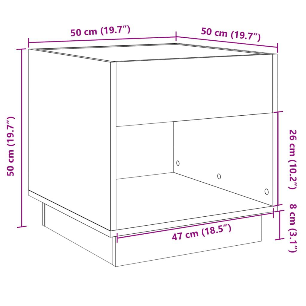 vidaXL Τραπεζάκι Σαλονιού Άπειρο Φως LED Sonoma Δρυς 50x50x50 εκ.