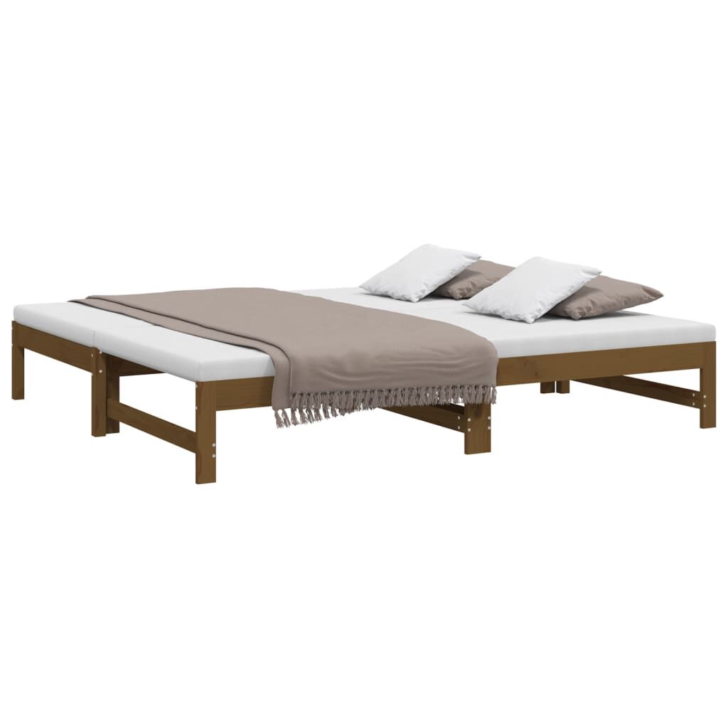 vidaXL Καναπές Κρεβάτι Συρόμενος Μελί 2x(90x190) εκ. Μασίφ Ξύλο Πεύκου