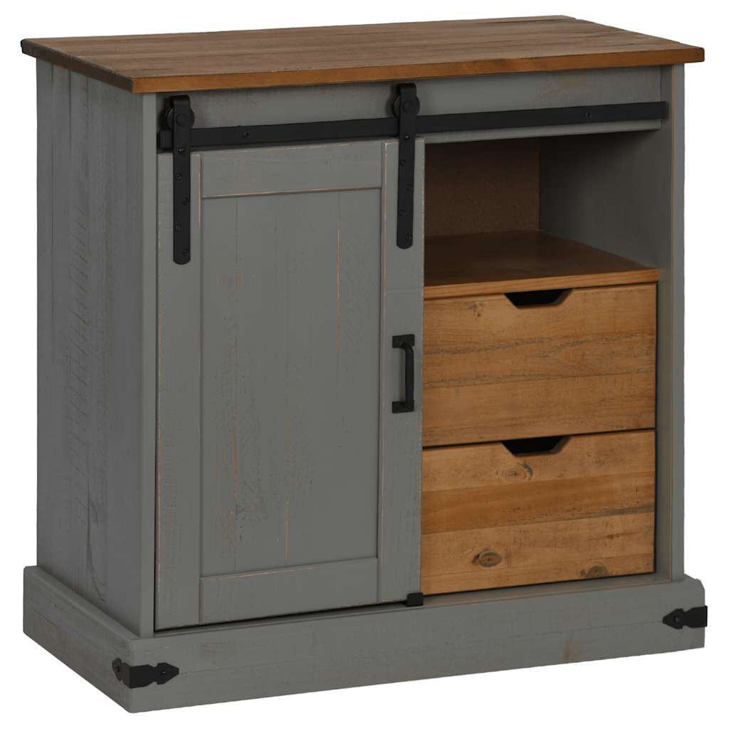 vidaXL Sideboard HALDEN με συρόμενη πόρτα γκρι 80x40x80 cm μασίφ ξύλο